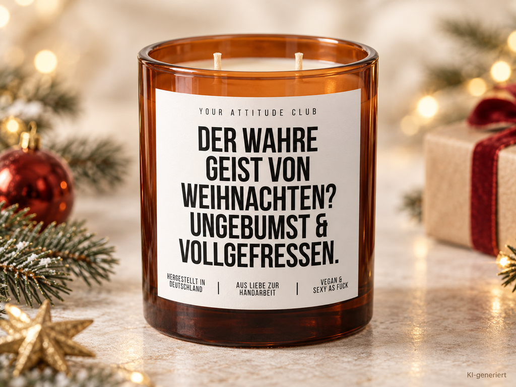 DER WAHRE GEIST VON WEIHNACHTEN? UNGEBUMST & VOLLGEFRESSEN. – Weihnachtskerze | Lustiges Weihnachtsgeschenk | Geschenk für Freunde, Partner & Familie