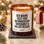 DER WAHRE GEIST VON WEIHNACHTEN? UNGEBUMST & VOLLGEFRESSEN. – Weihnachtskerze Naturgras Etikett | lustiges Weihnachtsgeschenk | Geschenkidee