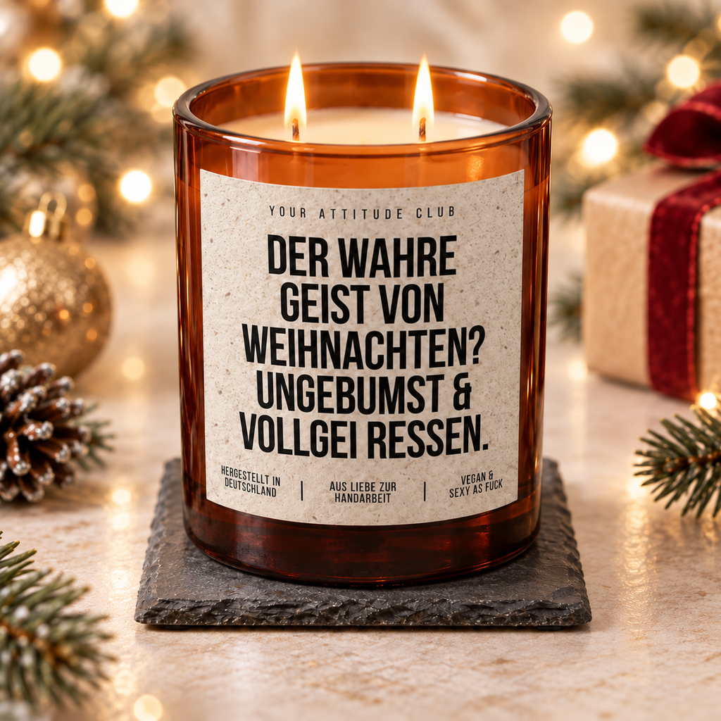 DER WAHRE GEIST VON WEIHNACHTEN? UNGEBUMST & VOLLGEFRESSEN. – Weihnachtskerze | Lustiges Weihnachtsgeschenk | Geschenk für Freunde, Partner & Familie
