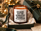 DER WAHRE GEIST VON WEIHNACHTEN? UNGEBUMST & VOLLGEFRESSEN. – Weihnachtskerze Naturgras Etikett | lustiges Weihnachtsgeschenk | Geschenkidee