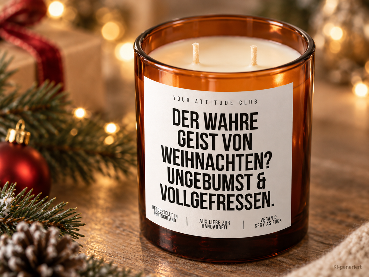 DER WAHRE GEIST VON WEIHNACHTEN? UNGEBUMST & VOLLGEFRESSEN. – Weihnachtskerze | Lustiges Weihnachtsgeschenk | Geschenk für Freunde, Partner & Familie