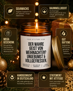 DER WAHRE GEIST VON WEIHNACHTEN? UNGEBUMST & VOLLGEFRESSEN. Weihnachtskerze mit Spruch | freche Duftkerze | lustiges Weihnachtsgeschenk | Wichtelgeschenk Erwachsene | Sojawachs Kerze