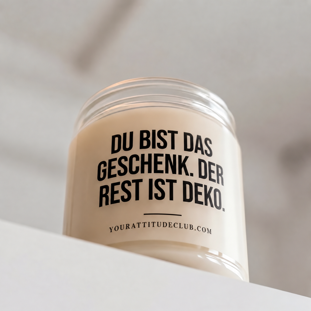 DU BIST DAS GESCHENK. DER REST IST DEKO. | Weihnachtskerze, Weihnachtsgeschenk, Geschenk für Partner, Freundin, Mama, Schwester, Wichtelgeschenk