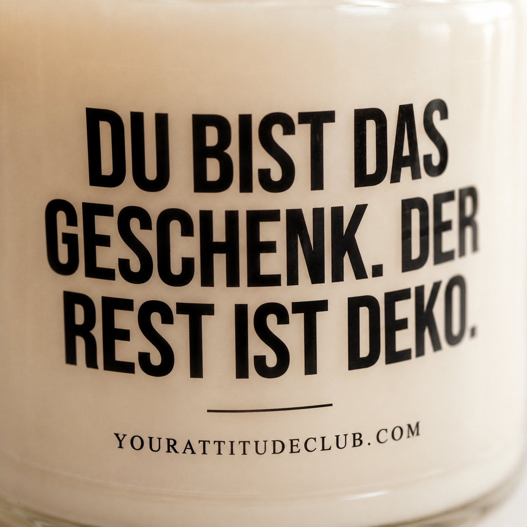 DU BIST DAS GESCHENK. DER REST IST DEKO. | Weihnachtskerze, Weihnachtsgeschenk, Geschenk für Partner, Freundin, Mama, Schwester, Wichtelgeschenk