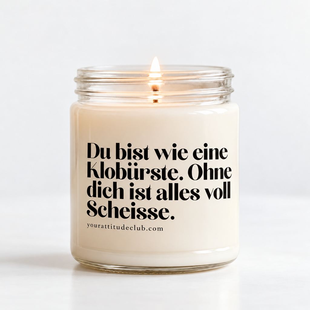 You're like a toilet brush. Without you, everything is full of shit – Funny candle with cheeky saying, humorous gift, statement scented candle, Your Attitude Club