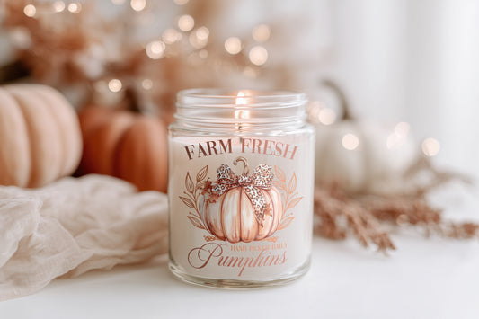 Herbst Kerze Glas Farm Fresh Pumpkins | Vegane Duftkerze Sojawachs | Halloween Deko Geschenkidee Frauen | Cozy Candle Home Decor