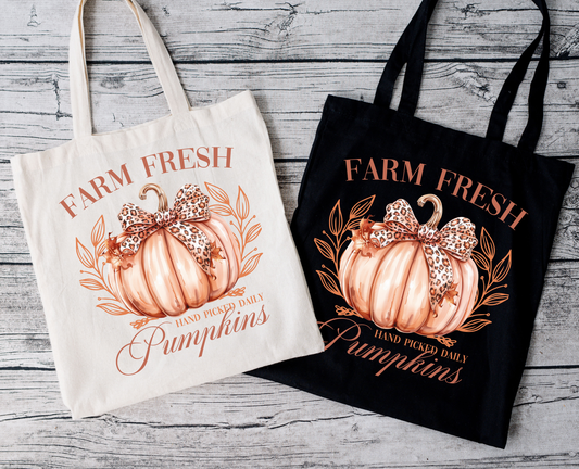 Farm Fresh Pumpkins | Tragetasche mit Spruch – Baumwollbeutel mit Attitude