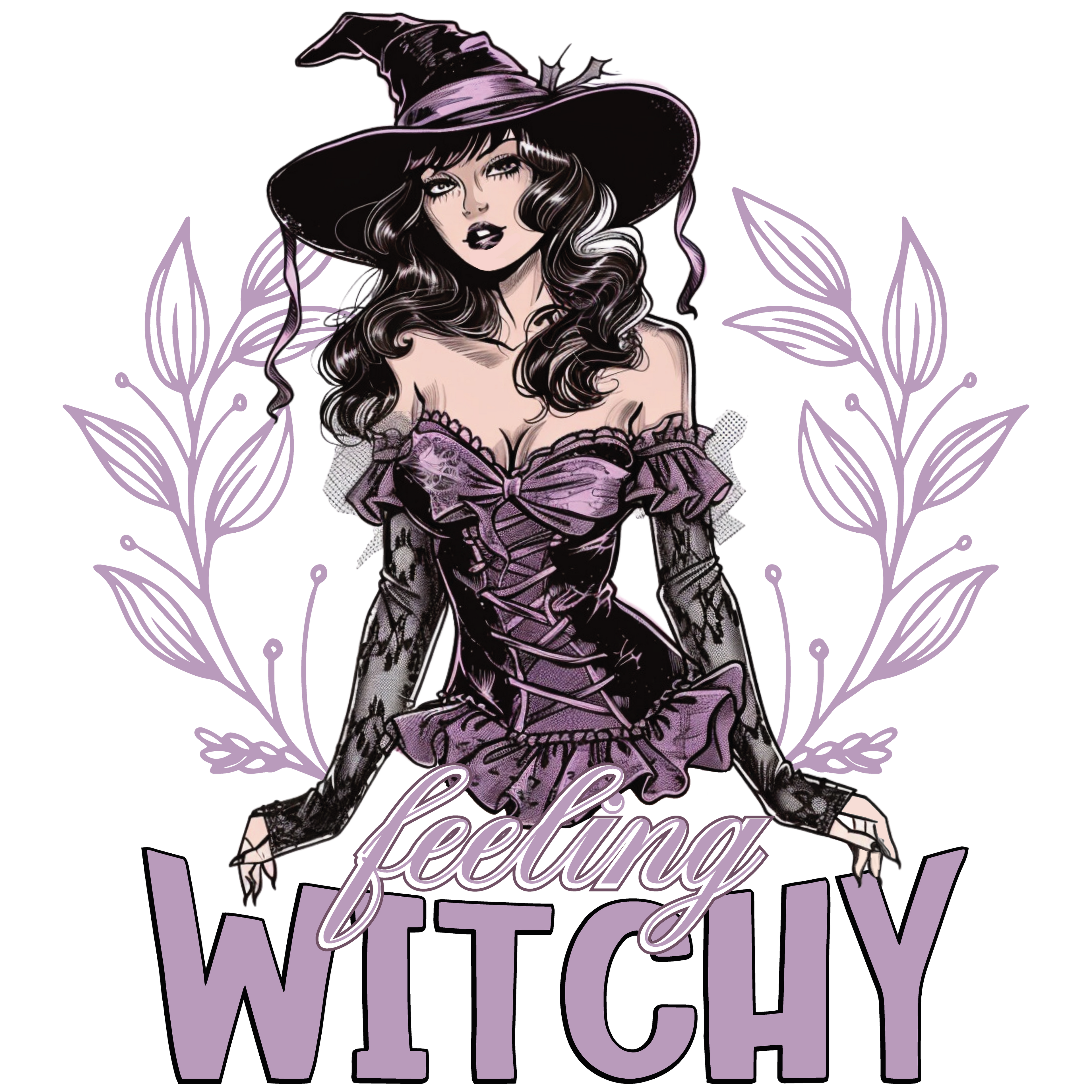Feeling Witchy Tragetasche Halloween | Hexen Baumwollbeutel mit Motiv | Schwarze Rosa Beige Stofftasche | DTG Druck | Geschenkidee Hexe & Magie | Bügelbild verfügbar