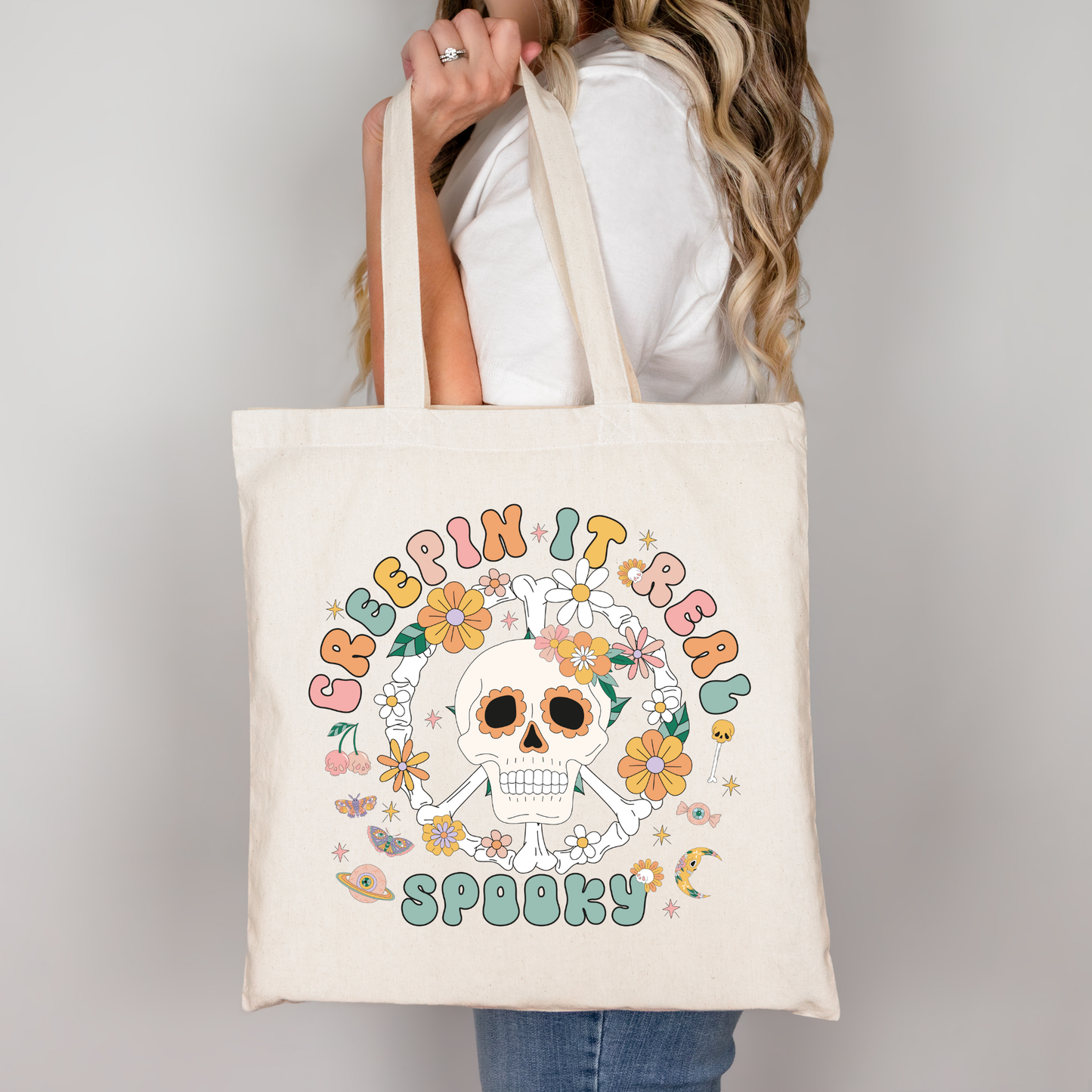 Creepin it real spooky | Tragetasche mit Spruch – Baumwollbeutel mit Attitude