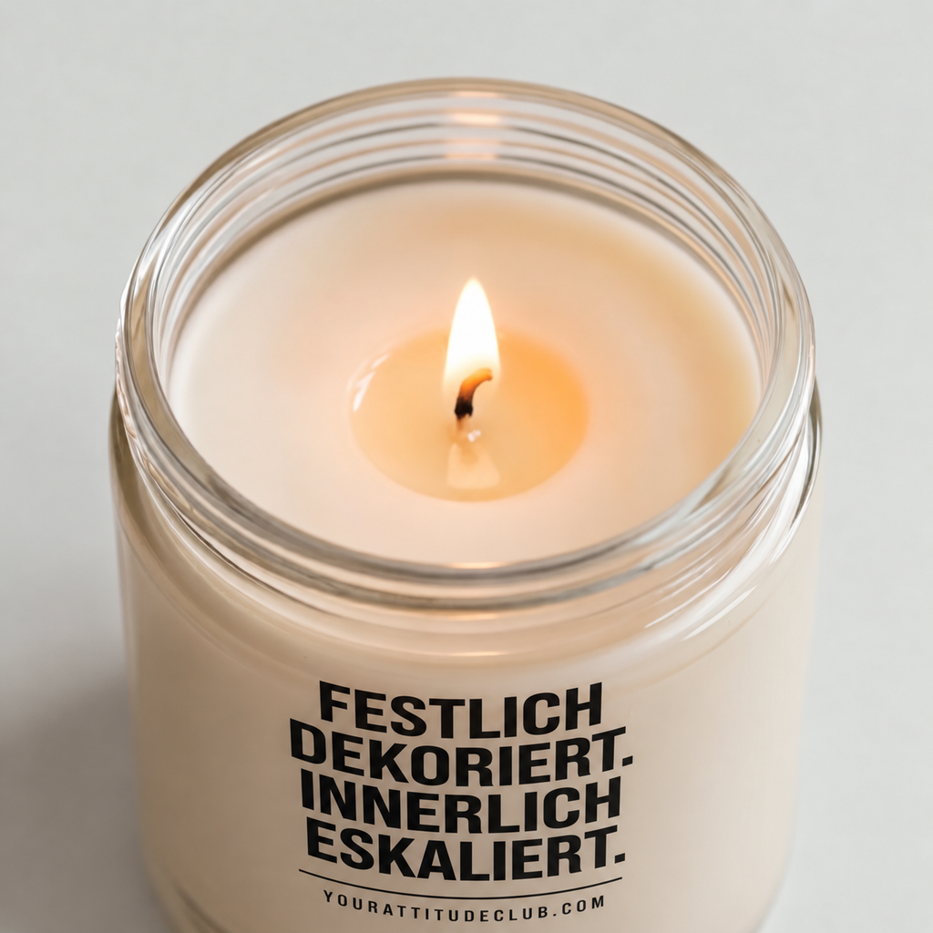 FESTLICH DEKORIERT. INNERLICH ESKALIERT. | Weihnachtskerze, lustiges Weihnachtsgeschenk für Mama, Freundin, Schwester, Wichtelgeschenk
