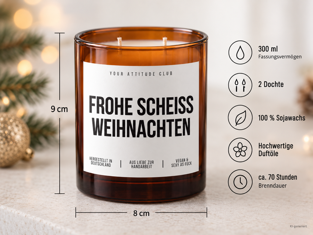 FROHE SCHEISS WEIHNACHTEN – Weihnachtskerze | Lustiges Weihnachtsgeschenk | Geschenk für Freunde & Kolleg:innen | Wichtelgeschenk Weihnachten