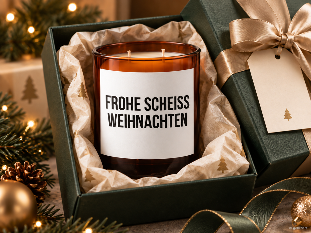 FROHE SCHEISS WEIHNACHTEN – Weihnachtskerze | Lustiges Weihnachtsgeschenk | Geschenk für Freunde & Kolleg:innen | Wichtelgeschenk Weihnachten