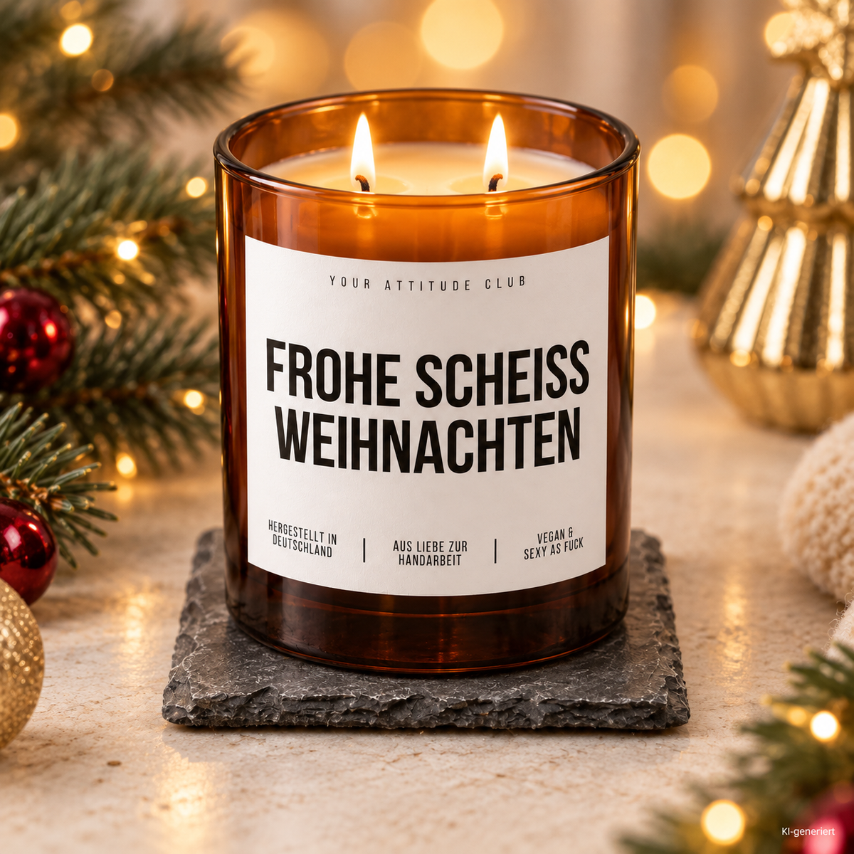 FROHE SCHEISS WEIHNACHTEN – Weihnachtskerze | Lustiges Weihnachtsgeschenk | Geschenk für Freunde & Kolleg:innen | Wichtelgeschenk Weihnachten