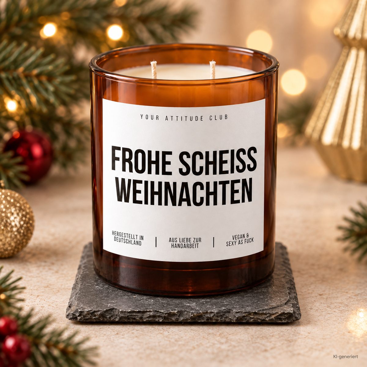 FROHE SCHEISS WEIHNACHTEN – Weihnachtskerze | Lustiges Weihnachtsgeschenk | Geschenk für Freunde & Kolleg:innen | Wichtelgeschenk Weihnachten