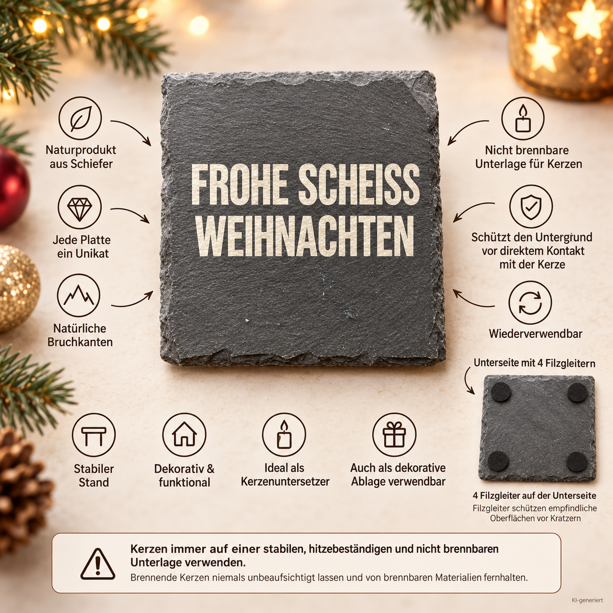 FROHE SCHEISS WEIHNACHTEN – Weihnachtskerze | Lustiges Weihnachtsgeschenk | Geschenk für Freunde & Kolleg:innen | Wichtelgeschenk Weihnachten