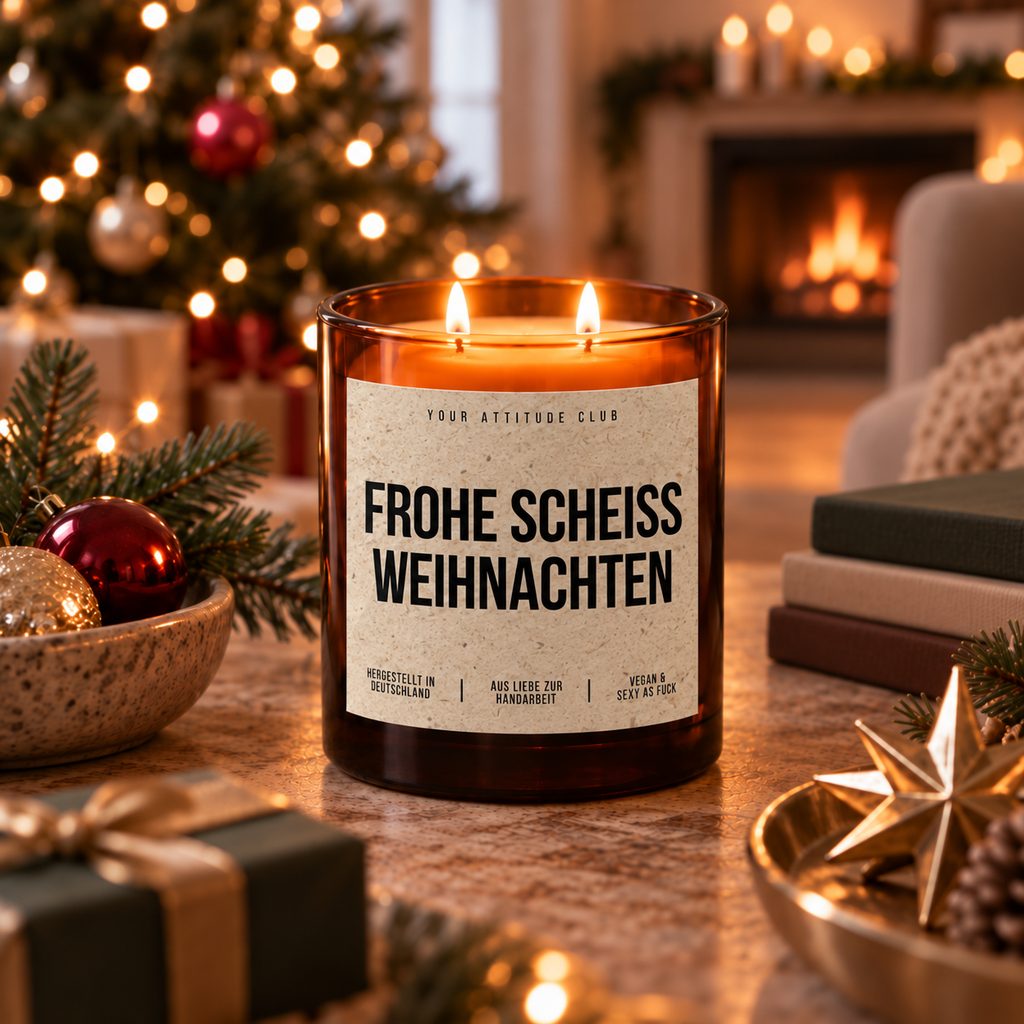 FROHE SCHEISS WEIHNACHTEN – Weihnachtskerze | Lustiges Weihnachtsgeschenk | Geschenk für Freunde & Kolleg:innen | Wichtelgeschenk Weihnachten