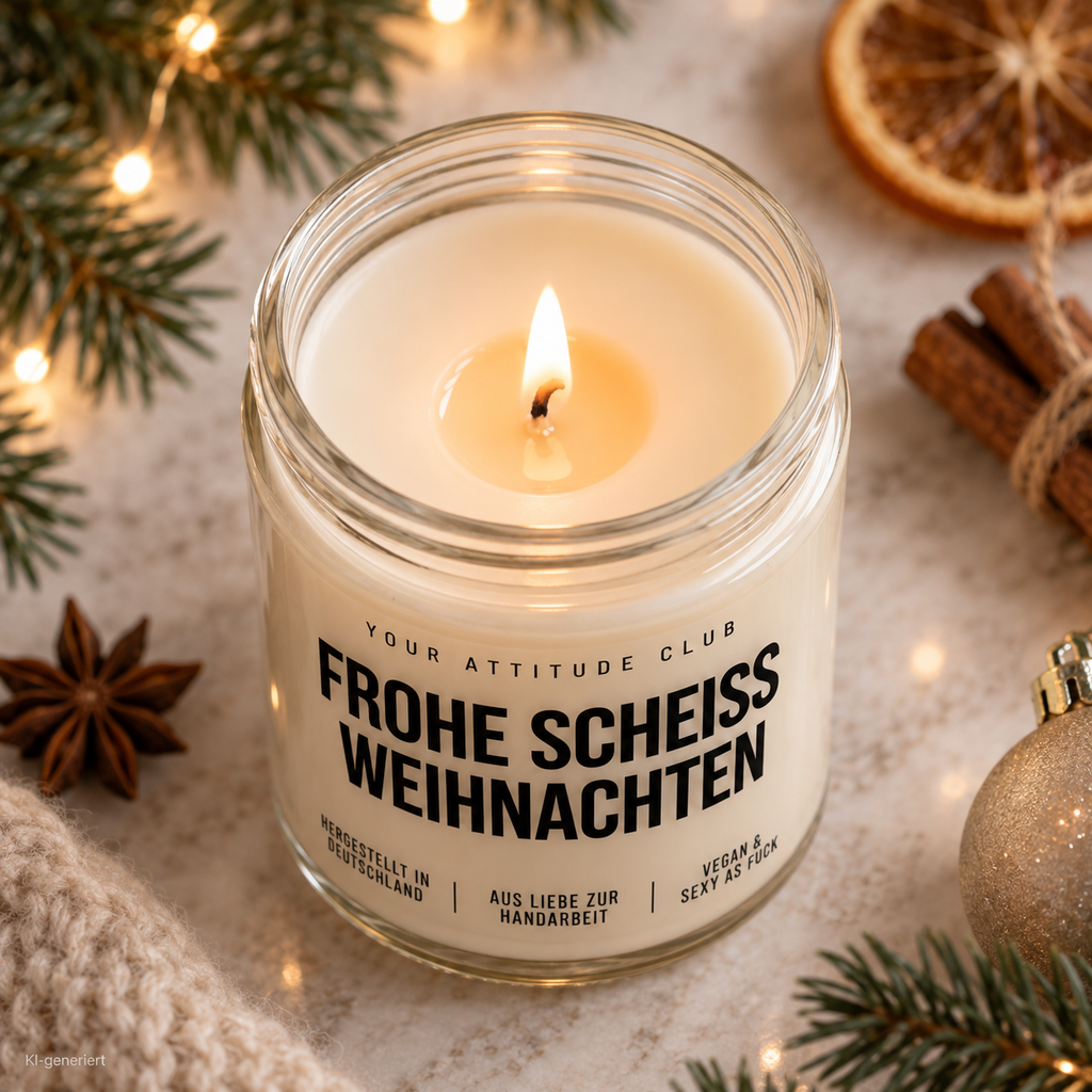 FROHE SCHEISS WEIHNACHTEN | Weihnachtskerze Duftkerze Weihnachten Weihnachtsgeschenk Geschenkidee Wichtelgeschenk für Freundin Kollegin Partner