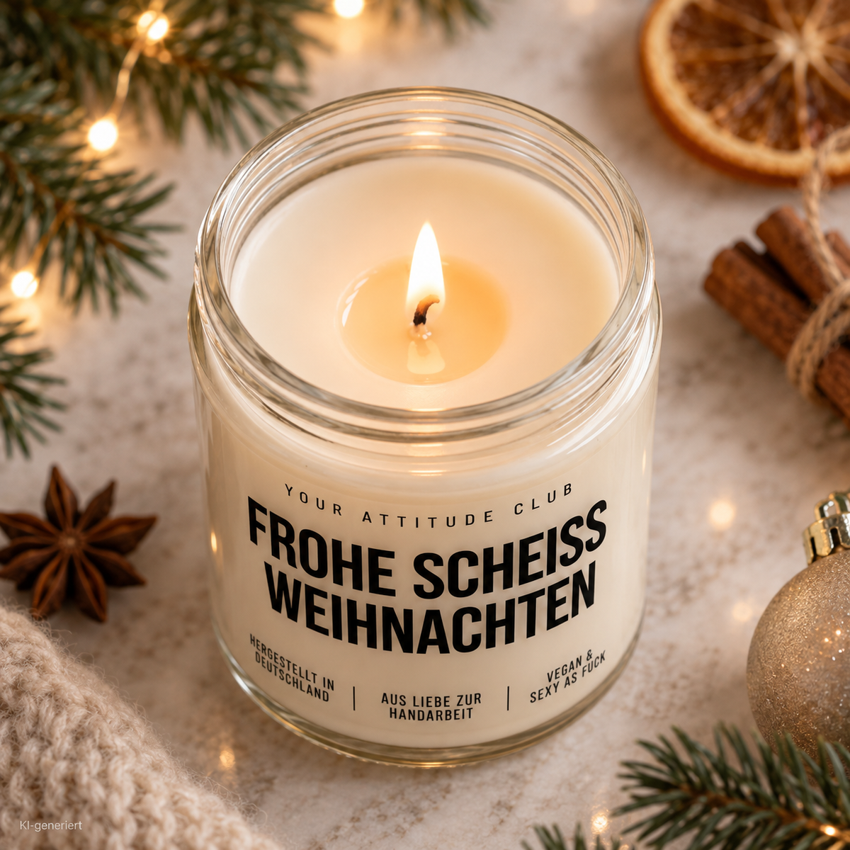 FROHE SCHEISS WEIHNACHTEN | Weihnachtskerze Duftkerze Weihnachten Weihnachtsgeschenk Geschenkidee Wichtelgeschenk für Freundin Kollegin Partner