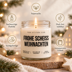 FROHE SCHEISS WEIHNACHTEN | Weihnachtskerze Duftkerze Weihnachten Weihnachtsgeschenk Geschenkidee Wichtelgeschenk für Freundin Kollegin Partner