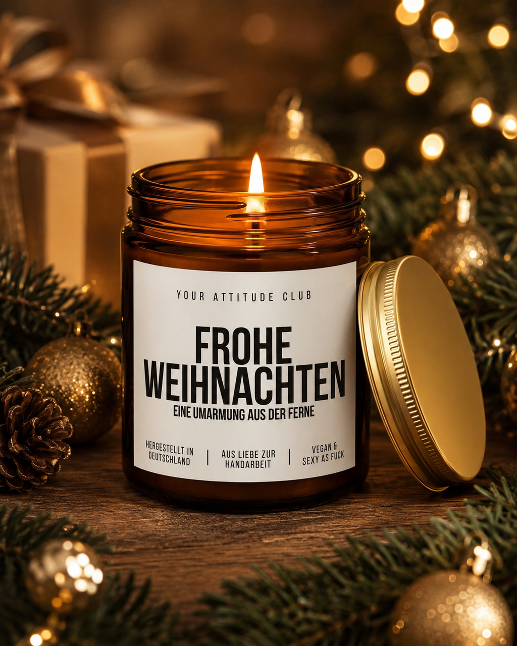 FROHE WEIHNACHTEN EINE UMARMUNG AUS DER FERNE Weihnachtskerze mit Spruch | liebevolle Duftkerze | Geschenk Weihnachten | Sojawachs Kerze handgemacht