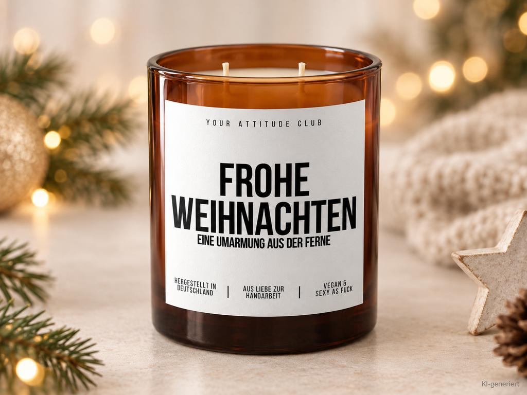 FROHE WEIHNACHTEN EINE UMARMUNG AUS DER FERNE – Weihnachtskerze Naturgras Etikett | Weihnachtsgeschenk für Familie, Freunde & Lieblingsmenschen