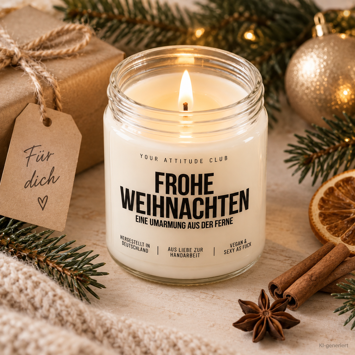 FROHE WEIHNACHTEN EINE UMARMUNG AUS DER FERNE | Weihnachtskerze Duftkerze Weihnachten Weihnachtsgeschenk Geschenkidee für Mama Freundin Kollegin