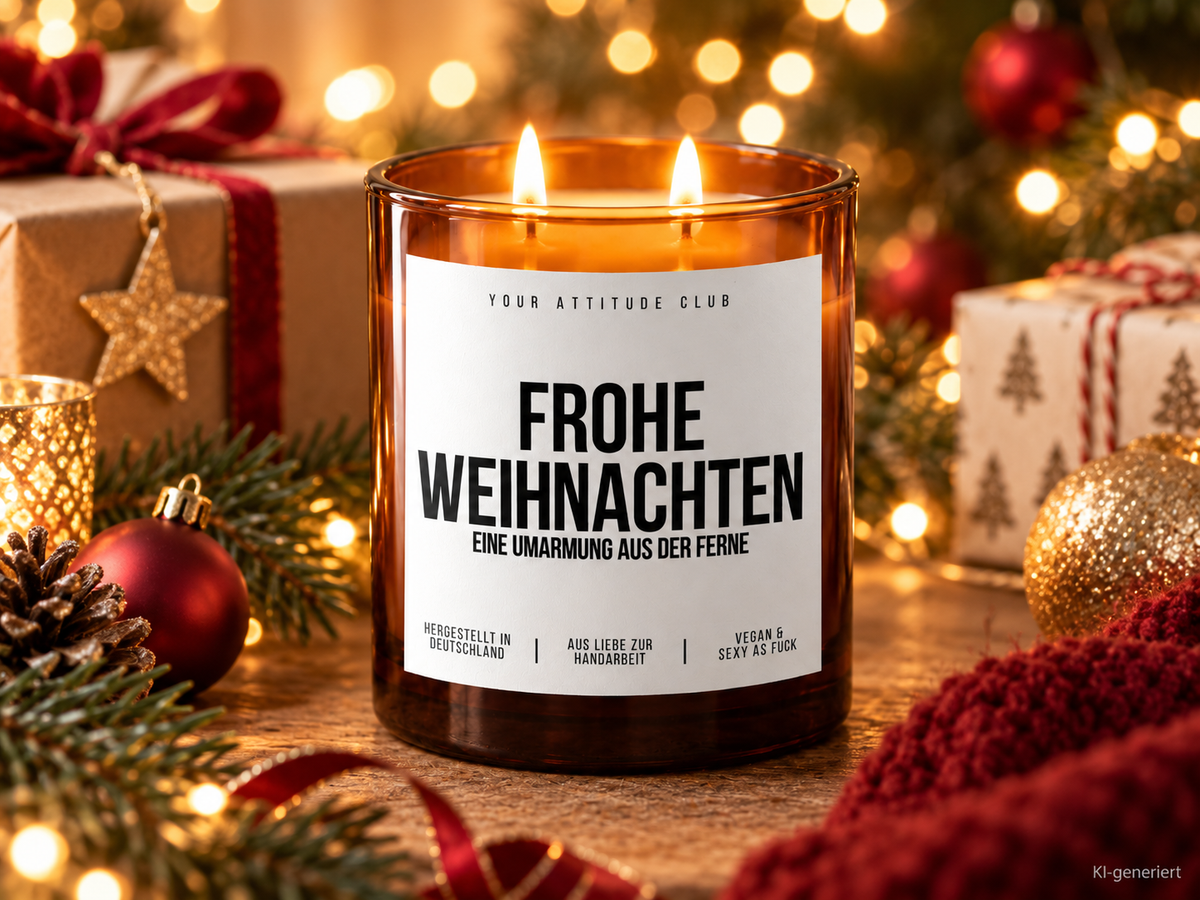 FROHE WEIHNACHTEN EINE UMARMUNG AUS DER FERNE – Weihnachtskerze | Weihnachtsgeschenk | Geschenk für Familie, Freunde & Lieblingsmenschen