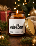 FROHE WEIHNACHTEN Weihnachtskerze mit Spruch | klassische Duftkerze | Geschenk Weihnachten | Wichtelgeschenk | Sojawachs Kerze handgemacht