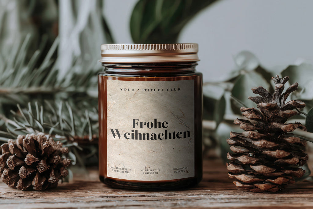 Frohe Weihnachten | Sojakerze mit lustigen Spruch als Weihnachtsgeschenk