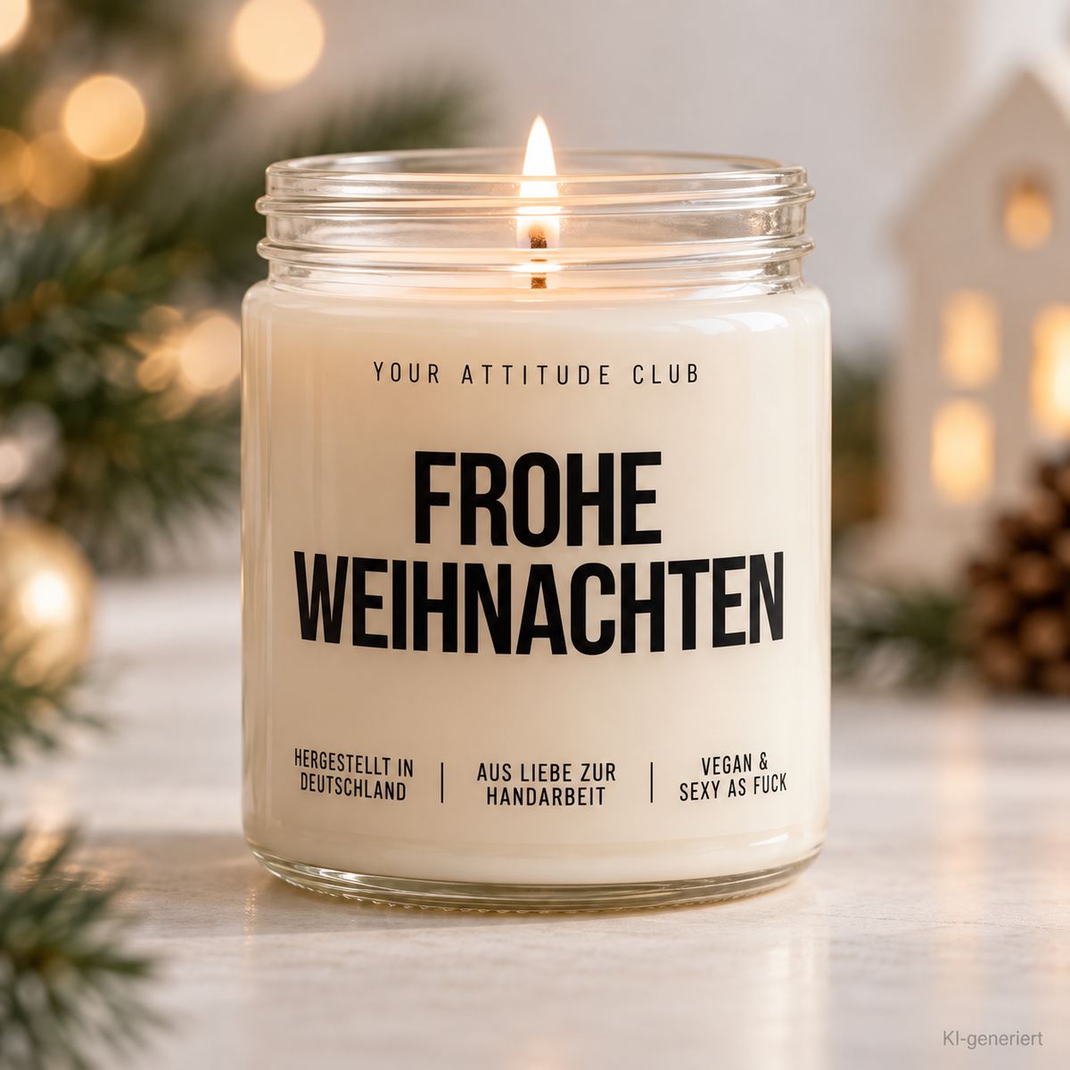 FROHE WEIHNACHTEN | Weihnachtskerze Duftkerze Weihnachten Weihnachtsgeschenk Geschenkidee für Mama Papa Freundin Kollegin Familie Wichtelgeschenk
