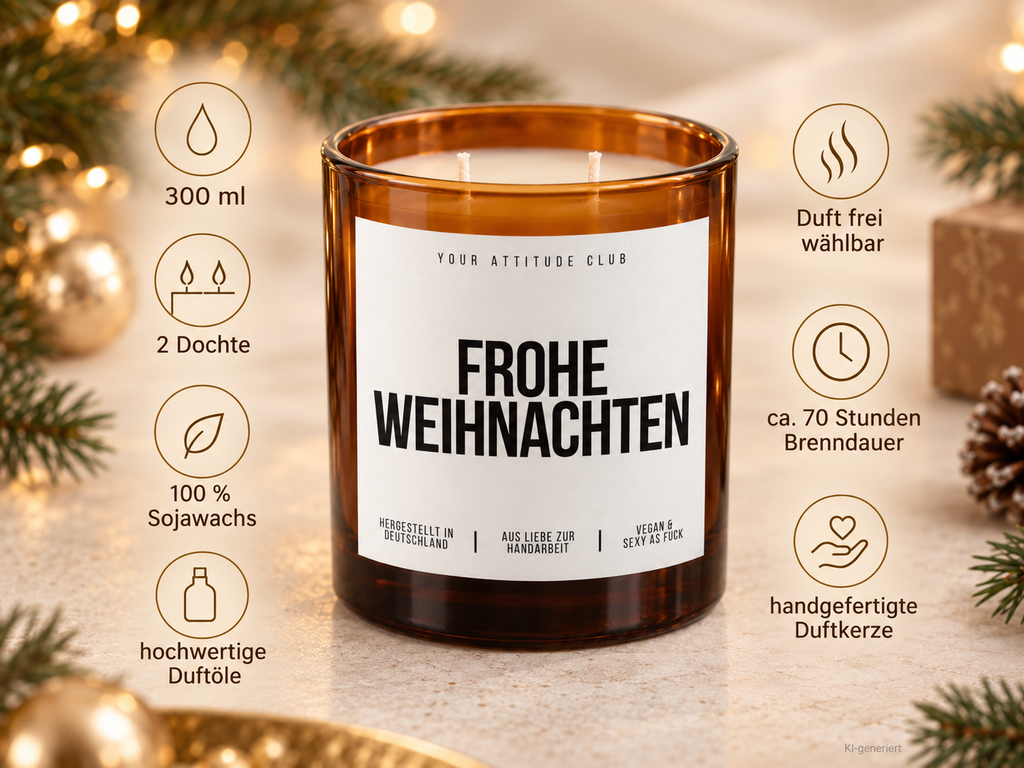 FROHE WEIHNACHTEN – Weihnachtskerze | Weihnachtsgeschenk | Geschenk für Familie, Freunde & Kolleg:innen | Geschenkidee Weihnachten