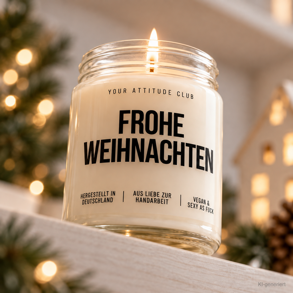FROHE WEIHNACHTEN | Weihnachtskerze Duftkerze Weihnachten Weihnachtsgeschenk Geschenkidee für Mama Papa Freundin Kollegin Familie Wichtelgeschenk