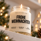 FROHE WEIHNACHTEN | Weihnachtskerze Duftkerze Weihnachten Weihnachtsgeschenk Geschenkidee für Mama Papa Freundin Kollegin Familie Wichtelgeschenk