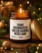 FROHE WEIHNACHTEN UND EIN SCHÖNES NEUES JAHR Weihnachtskerze mit Spruch | Duftkerze Geschenk | Weihnachtsgeschenk | Silvester Geschenk | Sojawachs Kerze