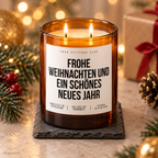 FROHE WEIHNACHTEN UND EIN SCHÖNES NEUES JAHR – Weihnachtskerze Naturgras Etikett | Weihnachtsgeschenk | Geschenk für Familie, Freunde & Kolleg:innen