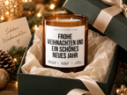 FROHE WEIHNACHTEN UND EIN SCHÖNES NEUES JAHR – Weihnachtskerze Naturgras Etikett | Weihnachtsgeschenk | Geschenk für Familie, Freunde & Kolleg:innen