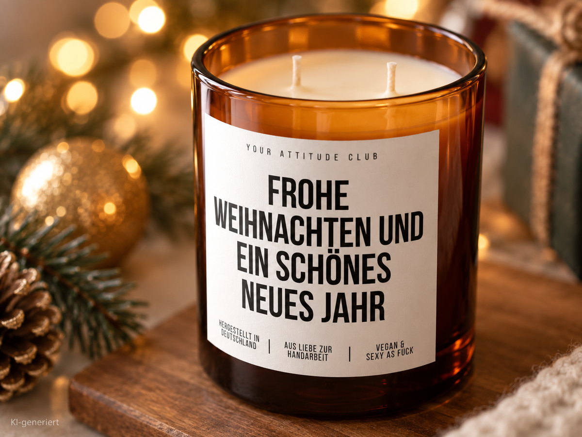 FROHE WEIHNACHTEN UND EIN SCHÖNES NEUES JAHR – Weihnachtskerze Naturgras Etikett | Weihnachtsgeschenk | Geschenk für Familie, Freunde & Kolleg:innen