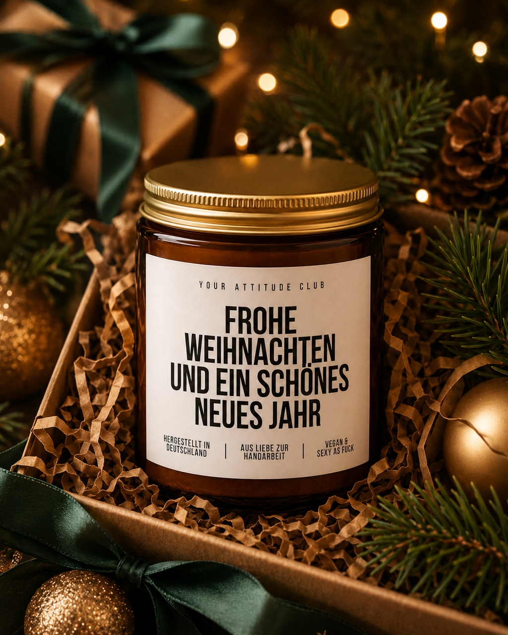 FROHE WEIHNACHTEN UND EIN SCHÖNES NEUES JAHR Weihnachtskerze mit Spruch | Duftkerze Geschenk | Weihnachtsgeschenk | Silvester Geschenk | Sojawachs Kerze