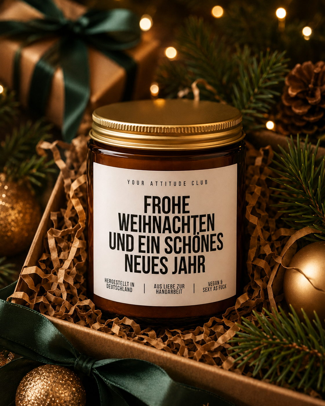 FROHE WEIHNACHTEN UND EIN SCHÖNES NEUES JAHR Weihnachtskerze mit Spruch | Duftkerze Geschenk | Weihnachtsgeschenk | Silvester Geschenk | Sojawachs Kerze