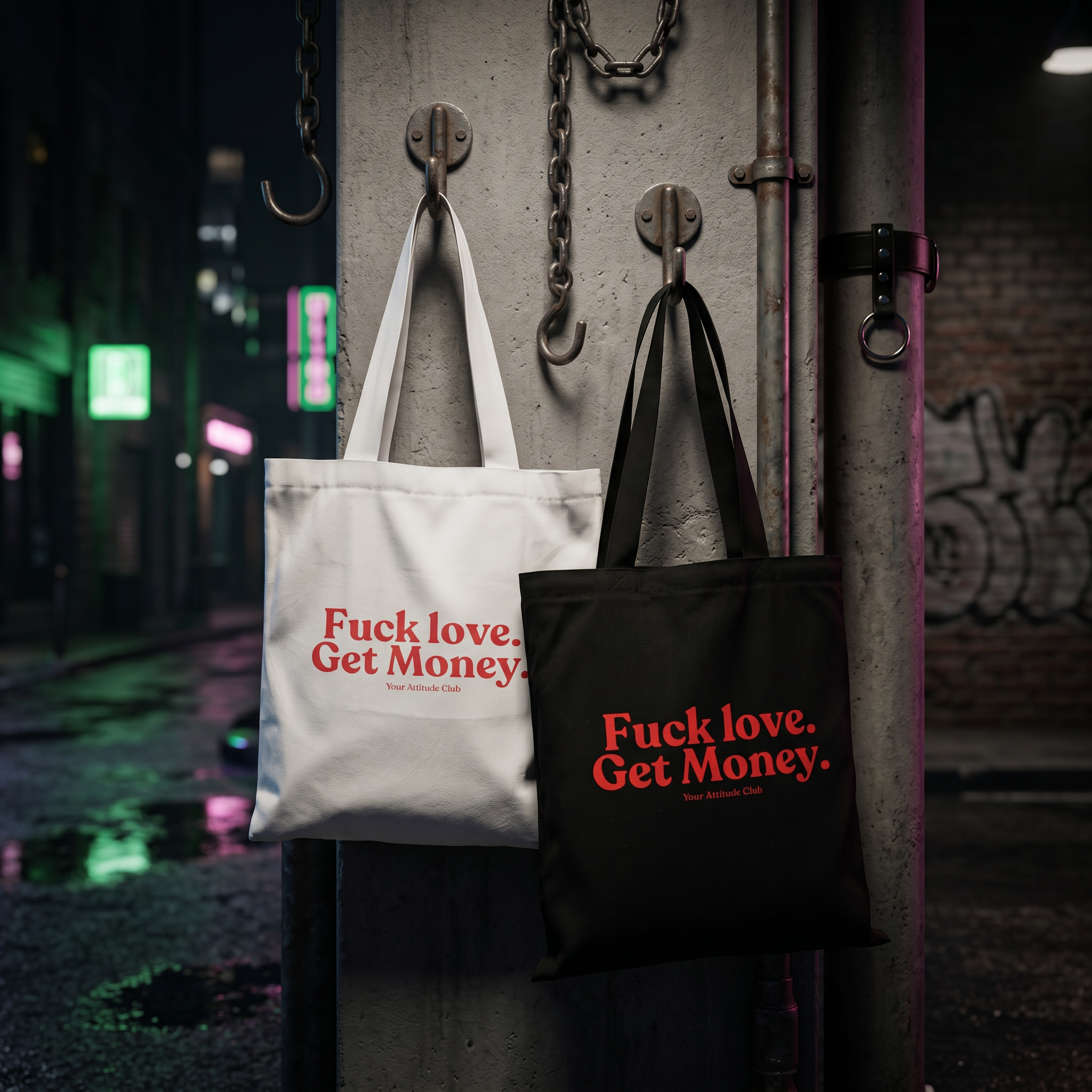 F*ck love. Get Money. Shirt mit Backprint – Oversize Unisex T-Shirt aus 100% Baumwolle, Statement Streetwear, Geschenkidee