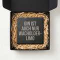 Gin ist auch nur Wacholder-Limo – Schiefer Untersetzer 10x10 cm, lustiges Geschenk für Gin Liebhaber, handgravierter Naturstein, Geschenkverpackung