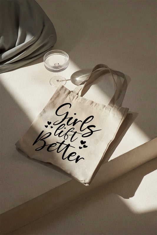 Girls lift better Baumwolltasche Stoffbeutel Fitness Gym Bag Training Tasche Sporttasche nachhaltig Jutebeutel Schultertasche Einkaufstasche bedruckt