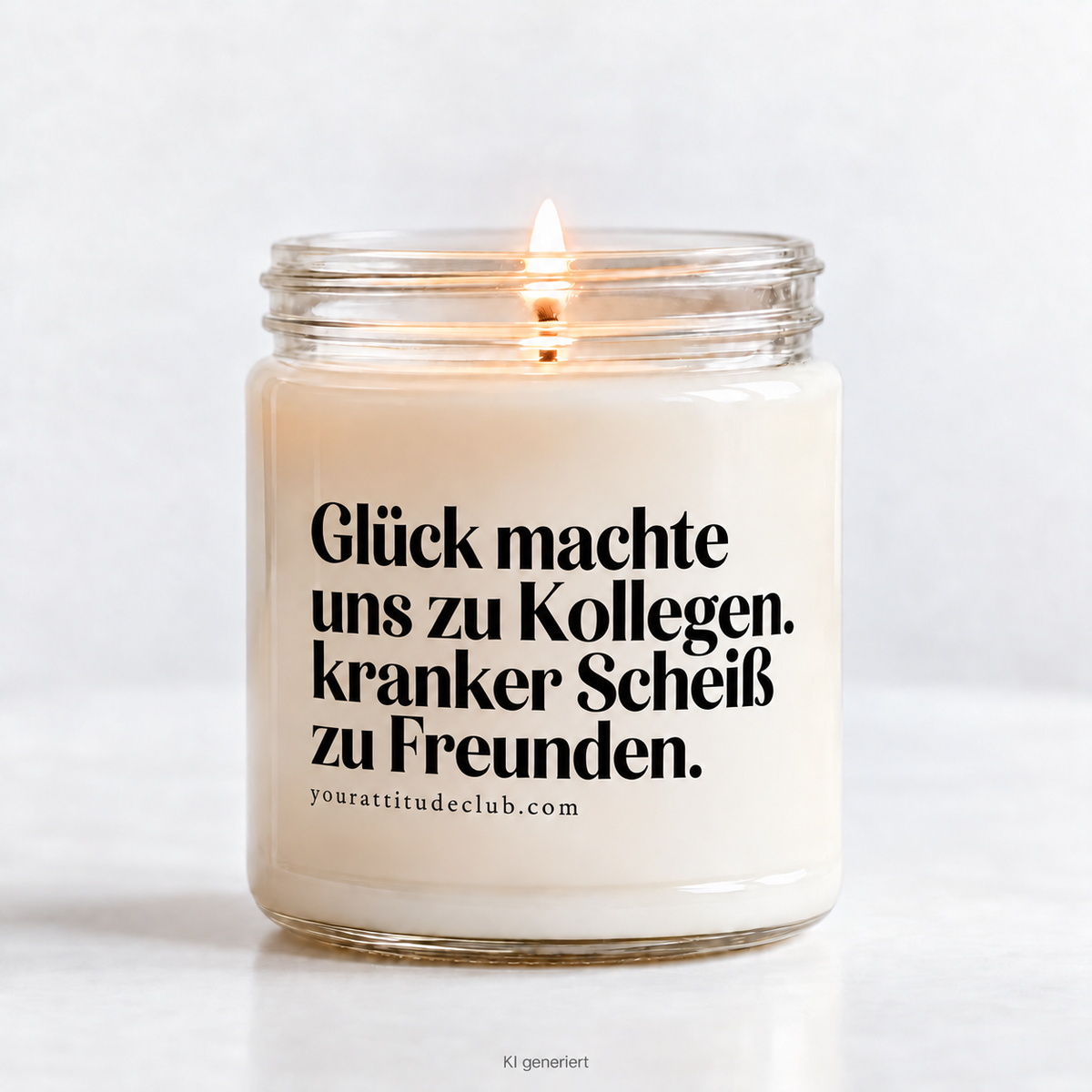 Glück machte uns zu Kollegen. Kranker Scheiß zu Freunden – Lustige Duftkerze, Geschenkidee für Kollegen, Freundschaft, Büro Humor, Your Attitude Club
