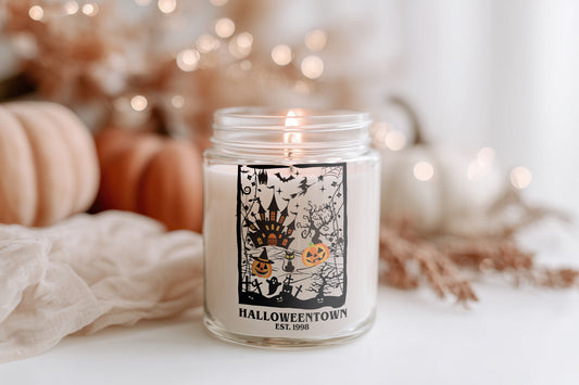 Halloween Kerze Halloweentown | vegane Duftkerze Glas, spooky Season, Herbst Deko, Geschenkidee, Cosy Halloween Sojawachs Kerze
