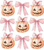 Halloween Tragetasche mit süßem Kürbis & rosa Schleifen – Baumwollbeutel 38x42cm – Rosa, Beige & Schwarz – auch als Bügelbild erhältlich