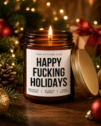 HAPPY FUCKING HOLIDAYS Weihnachtskerze mit Spruch | freche Duftkerze | lustiges Weihnachtsgeschenk | Wichtelgeschenk Erwachsene | Sojawachs Kerze handgemacht