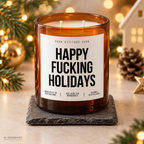 HAPPY FUCKING HOLIDAYS – Weihnachtskerze | lustiges Weihnachtsgeschenk | Geschenk für Freunde, Kolleg:innen & Familie | Geschenkidee Weihnachten