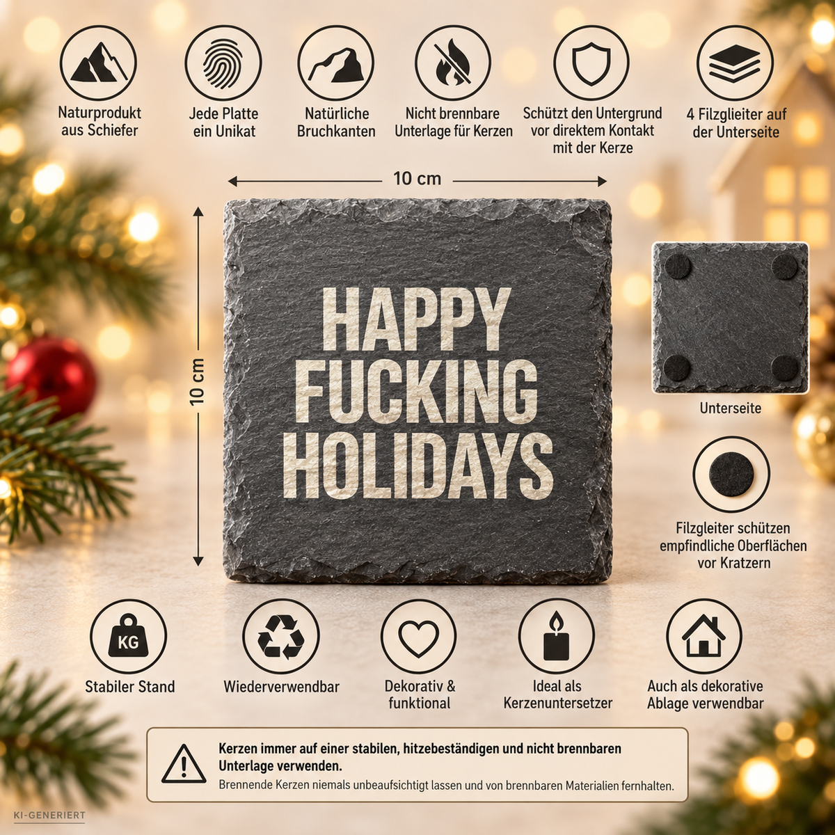 HAPPY FUCKING HOLIDAYS – Weihnachtskerze | lustiges Weihnachtsgeschenk | Geschenk für Freunde, Kolleg:innen & Familie | Geschenkidee Weihnachten