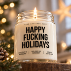 HAPPY FUCKING HOLIDAYS | Weihnachtskerze Duftkerze Weihnachten Weihnachtsgeschenk Geschenkidee Wichtelgeschenk für Freundin Partner Kollegin