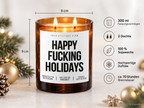 HAPPY FUCKING HOLIDAYS – Weihnachtskerze Naturgras Etikett | Lustiges Weihnachtsgeschenk | Geschenk für Freunde, Kolleg:innen & Wichteln